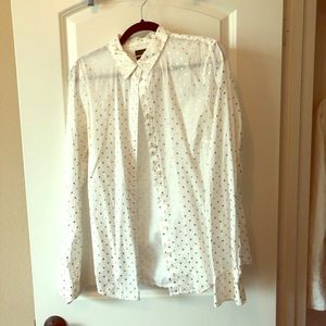 Gold polka dot j crew perfect shirt TALL size 14